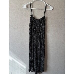 American Eagle Outfitters Black Floral Spaghetti Strap Jumpsuit Women's Small